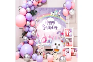 Happy Birthday Balloon Kit for Kids Birthday Party Background Wall Decoration Accessories for Boys and Girls, Baby s First Year