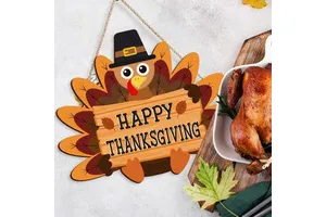 Vietnam Thanksgiving Wood Door Plate Fall Harvest Farmhouse Wall Hanging Sign Turkey Front Porch Appreciation Wooden Sign