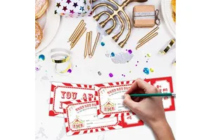 Come on Come All Carnival Invitation Tickets Invites Vintage Circus Birthday Invitations With Envelopes for Birthday Party Favor