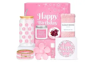 Promotional Happy Birthday Gift Set for Women Mother Sister Tumbler Scented Candle Gift Card Gift Box for Women