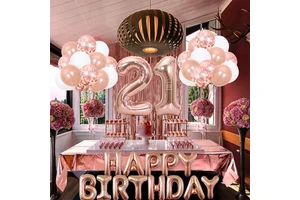 Latex Rain Curtain & Paper Confetti Birthday Balloon Set 18 30 40 50 Years Old Birthday Party Decoration
