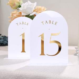 Golden Font White Arch Wedding Table Numbers for Wedding Reception Event Party Restaurant Printed 5x7 Inch Arch Table Signs