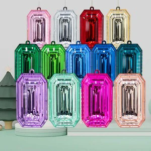 Wholesale Christmas Toy Gems Pirate Treasure Jewels Acrylic Plastic Mirrored Rectangle Pendant Christmas Party Decorations
