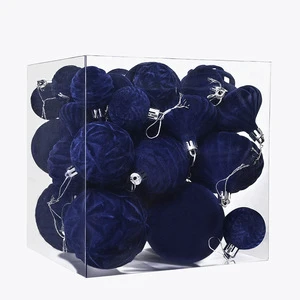 Wine Red Dark Green Flocked Christmas Balls Decorations 6cm Hanging Ornaments Christmas Tree Decorations