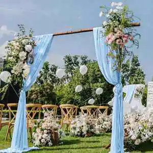 Blue Wedding Arch Draping Fabric Sheer Chiffon Arch Drapery for Bridal Shower Backdrop Outdoor Party Arches Church Ceremony