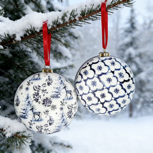 Shunyuan High Quality Personalised Outdoor Christmas Full Color Handmade Printed Oblate Shape Popular Style Ball Tree Ornaments
