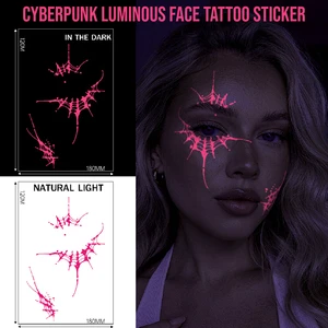 Custom Glow In The Dark Face Tattoos Eco-friendly Y2K Style Luminous Stickers For Halloween Masquerade Party Makeup