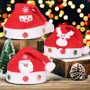 Christmas Snowman Elk Santa Hat for Adults and Children Toy Christmas Gift LED Decoration for Party