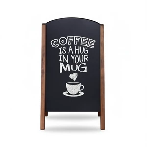 A-Frame Wood Chalkboard Sign 40 Inch Portable Floor Standing Advertising Board Black