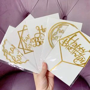 Gold Acrylic Happy Birthday Cake Toppers Decorations for Birthday Party Cake Desserts Pastries