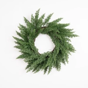 Cypress Indoor Christmas Wreath Decoration 30cm Traditional Wall Mount Italian Elegant Holiday Green Synthetic Rattan Wreaths