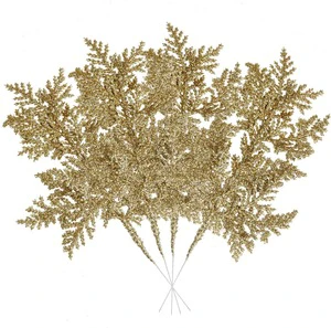 Wholesale Artificial Pine Needle Branch Glitter Leaf Eco-Friendly Indoor Outdoor Christmas Flower DIY Home Garden Wedding