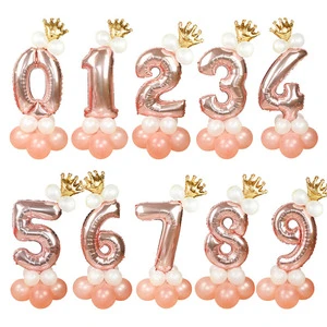 Multiple Colors Balloons Party Decorations 13pcs/Set Rose Gold 32 Inch Foil Number Balloons