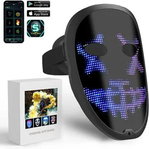 Gesture Face-Changing Mask for APP Connection LED Mask Light-Up Full-Color Halloween Party Ball Bar IP33 Rated 1-Year Warranty