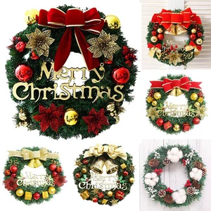 Christmas Decor Wreath Artificial Flowers Garland Floral Xmas Hanging Outdoor Indoor Christmas Wreaths