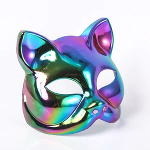 Half Face Cat Children Japanese-style Cosplay Fox Demon Electroplating Party Dance Event Cat Facemask