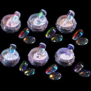 Nail Powder Neon Rainbow Holographic Chameleon Powder Multi Chrome Iridescent Pigment Pearlescent Nail Art Glitters