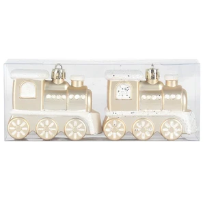 2025 Hot Sale Christmas Ball Decorations 2.6 Inch Beautiful Train Christmas Tree Ornament Holiday Home Ornament Light Gold 2pk