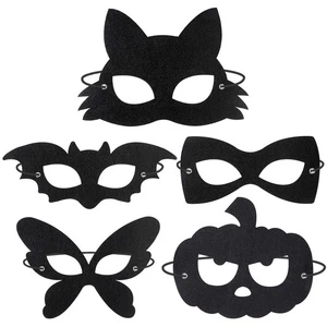 Dress up Party Supplies 10 Pack Black Felt Cosplay Eye Mask with Elastic Rope for Halloween Costume