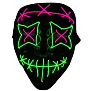 Flower Face Black Three-color Glowing Mask EL Wire Mask