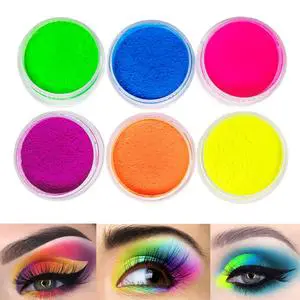 Neon UV Reactive Pigment Powder For Blacklight Makeup, Ultra Bright Fluorescent Eyeshadow For Rave Amp; Festival Party; Body Art