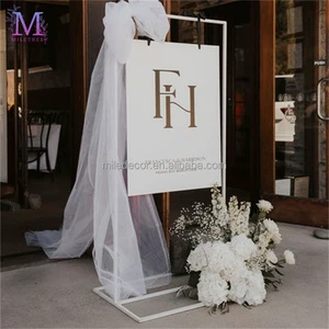 MILE Custom Arch Style Adjustable Durable Floor Standing White Metal Frame Stand Wedding Welcome Sign