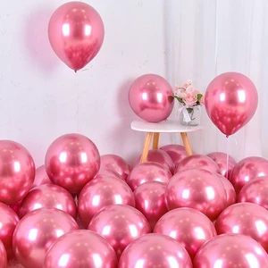 Inflatable Helium Chrome Metallic Solid Red Happy Valentines Day Party Decoration Supplies Ballon Valentine's Day Latex Balloon