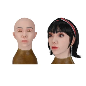 Facemask Crossdresser Fake Mask Man to Woman Cosplay Full Head Cover Transgender Party Mask Cosplayer