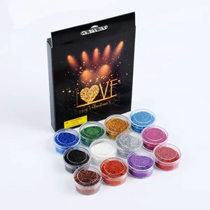 12 Colors Temporary Glitter Tattoo Kit with Brushes & Glue Waterproof Shimmer Tattoos for Adults Festival Party Body Makeup Kit