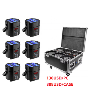 LEAHUA LED Spotlights 9x12W RGBWA UV Wireless DMX Battery Uplight for DJ Wedding Truss Wash Stage