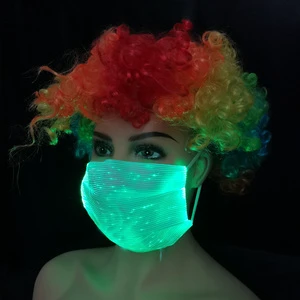 2021 Rechargeable Battery 7 Color Rave Mask Light up Led Optical Fiber Luminous Face Mask for Halloween Masquerade Party
