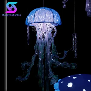 Modern LED Jellyfish Shape Chandelier Adjustable Height for High Ceilings Hotel Banquet Hall Wedding Decor CE Pendant Lights