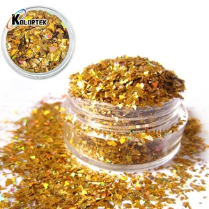 Kolortek Wholesale Holographic Polyester Gold Glitter Flakes