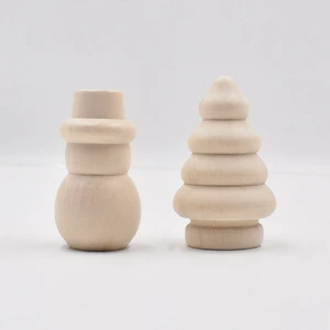 DIY Children's Creative Painted Wooden Ornaments Natural-Color Wooden Christmas Tree Snowman Home Decor Puppet Wholesale