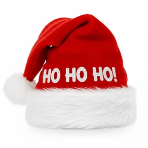 Custom Personalized Add Name Winter Velvet Santa Hat with Warm Pom-pom Embroidery Logo Full-width Printing Festive Party Hat
