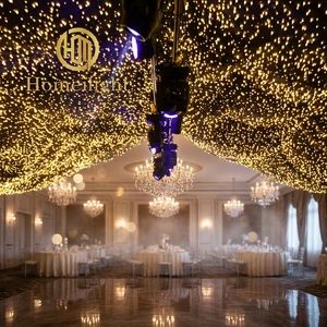 Most Popular LED Backdrop Starry Twinkling Warm White Star Cloth for Ceiling Curtain Wedding Decoration Velvet Backdrop Curtains