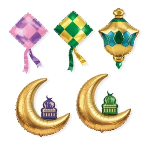 MTF 2025 Eid MUBARAK Party Decoration Ramadan Lamp Moon Castle Malay Rice Cake Shape Foil Balloons