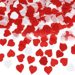 Xieli Vietnam Rose Red and White Heart Tissue Paper Confetti for Valentine's Party Table Decor