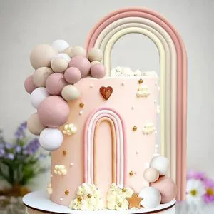 Rainbow Cake Ball Decoration Birthday Topper Set Cake Decorating Accessories for Birthday Parties
