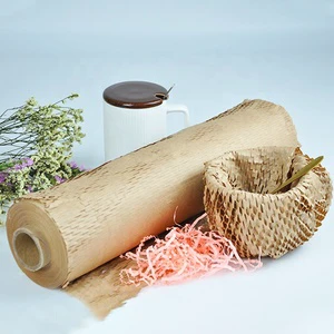 Recyclable Honeycomb Protective Paper Rolls Easy to Operate Kraft Honeycomb Wrap Paper for Moving and Packing