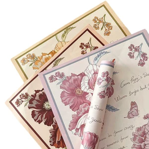 2025 New Arrival 38*50cm Colorful Flower Design Kraft Floral Wrapping Paper for Wedding Birthday Gift DIY