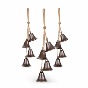 OEM Custom 4-Bell Vintage Iron Cow Bell Garland Jute Rope Rustic Hanging Ornament Christmas Door Wreath Farmhouse Decor Weisita