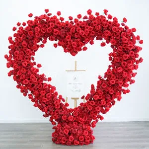 DKB Factory Wholesale Popular Wedding Backdrop Flower Decoration Artificial Heart Shaped Flower Arch with Stand