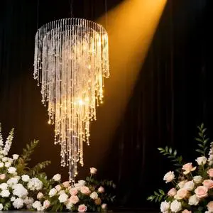 Wedding Banquet Hall Ceiling Decoration Acrylic Crystal Ceiling Beads Curtain Wedding Backdrop Stage Hanging Decoration