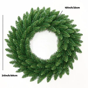 Customized 24 Inch Artificial Christmas PVC Wreath Pre-lit Christmas Decorations Natural Gift With Battery Lights