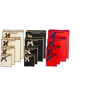 Wholesale Custom Eco-Friendly Kraft Paper Wedding Gift Bags with Handles and Ribbon Colorful Options Recyclable