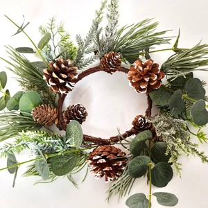 Home Decor Artificial Christmas Wall Hanging Pinecone Garland Wreath for Door Decoration and Photography