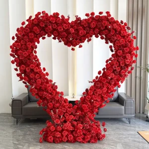 Tuoji Adjustable Eco-Friendly Handmade Heart-Shaped Silk Artificial Wedding Arch with 2m/2.4m Height for Event Decoration