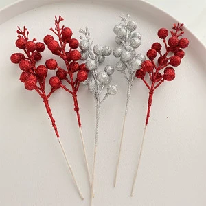 Festive Christmas Tree Garlands with Pink Balls Berries Rattan Gold Powder Sequins Ornaments & Accessories