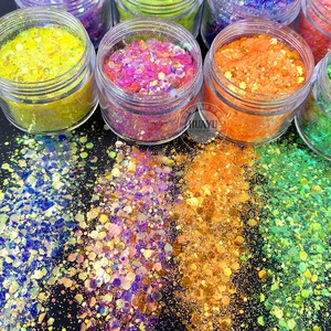 New Luminous Fluorescent Nail Flakes Glitter Chunky Mix Glow in Dark Glitter